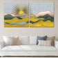 Indie-Raumdekor Goldene Sonne Felsen und Berge 3-teilige Leinwand Home Wanddekor Outdoor Berge Wandkunst Leinwandgemälde