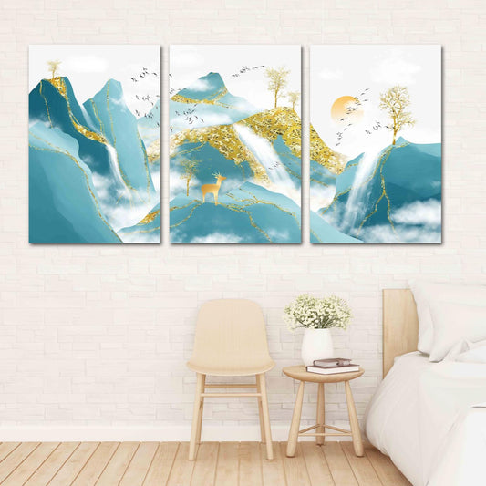Räucherwasserfall Goldener Hirsch Blue Ridge Mountains Wandkunst Rauchberge Wandkunst Outdoor Berge Leinwandgemälde Home Wanddekoration