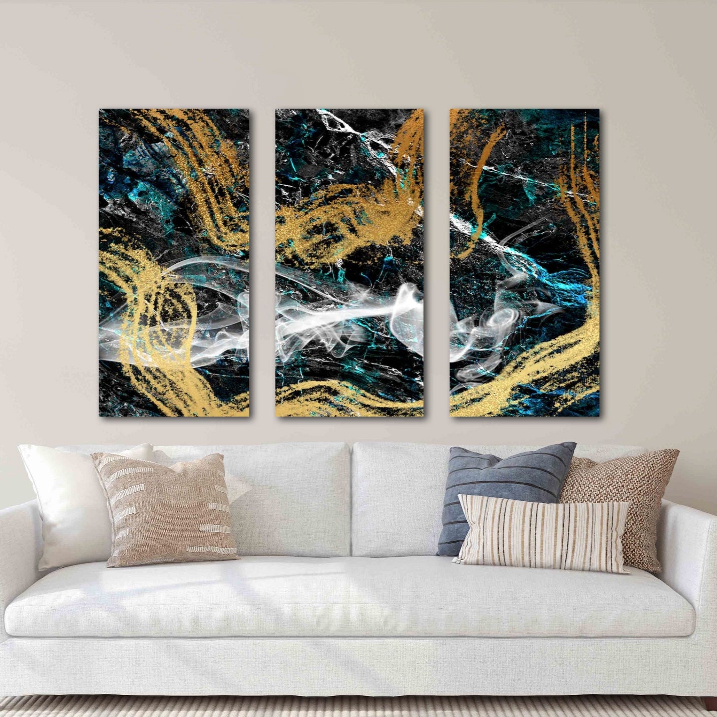 Geometrische Muster Moderne abstrakte Kunst Wandcollage-Set Mehrteilige Leinwand Wandkunst Leinwandgemälde Abstrakte Wandkunst Wohnwanddekor