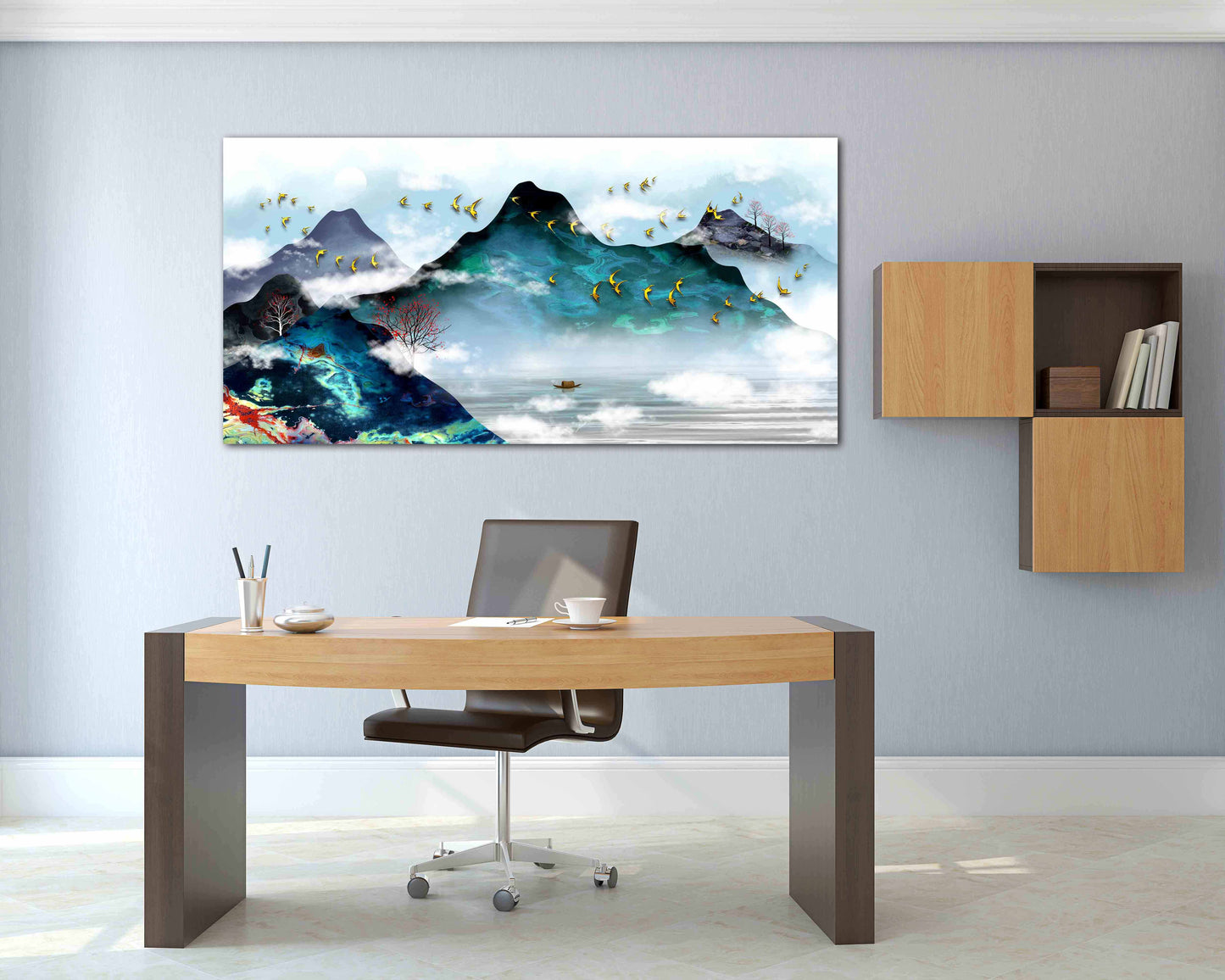 Rauchige Berge Wandkunst Blue Ridge Mountains Wandkunst 3-teilige Leinwand Outdoor Berge Felsen und Berge Leinwandgemälde Home Wanddekoration