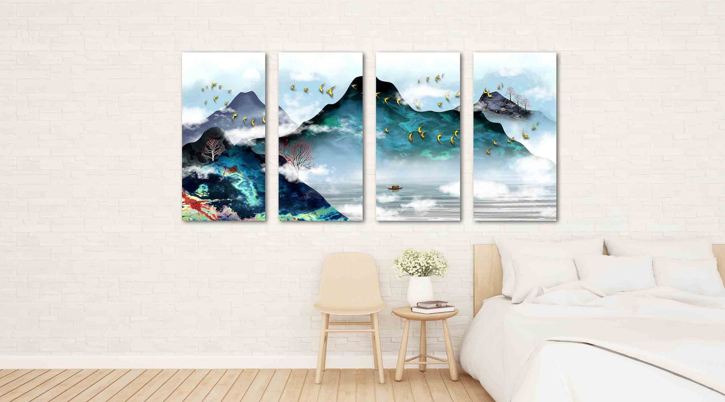 Rauchige Berge Wandkunst Blue Ridge Mountains Wandkunst 3-teilige Leinwand Outdoor Berge Felsen und Berge Leinwandgemälde Home Wanddekoration