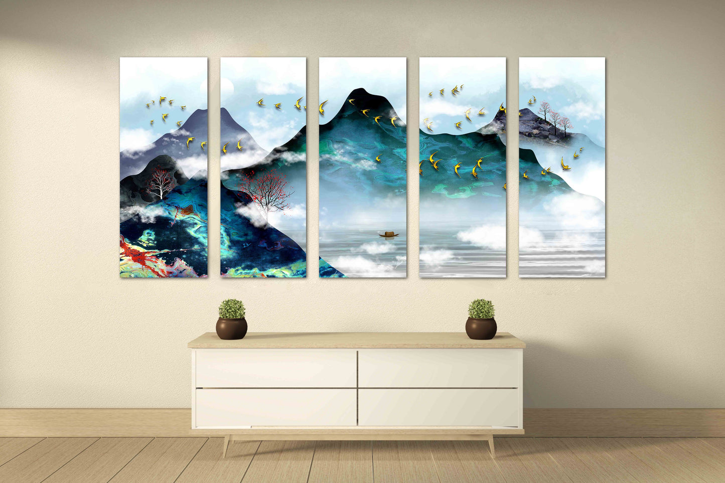 Rauchige Berge Wandkunst Blue Ridge Mountains Wandkunst 3-teilige Leinwand Outdoor Berge Felsen und Berge Leinwandgemälde Home Wanddekoration