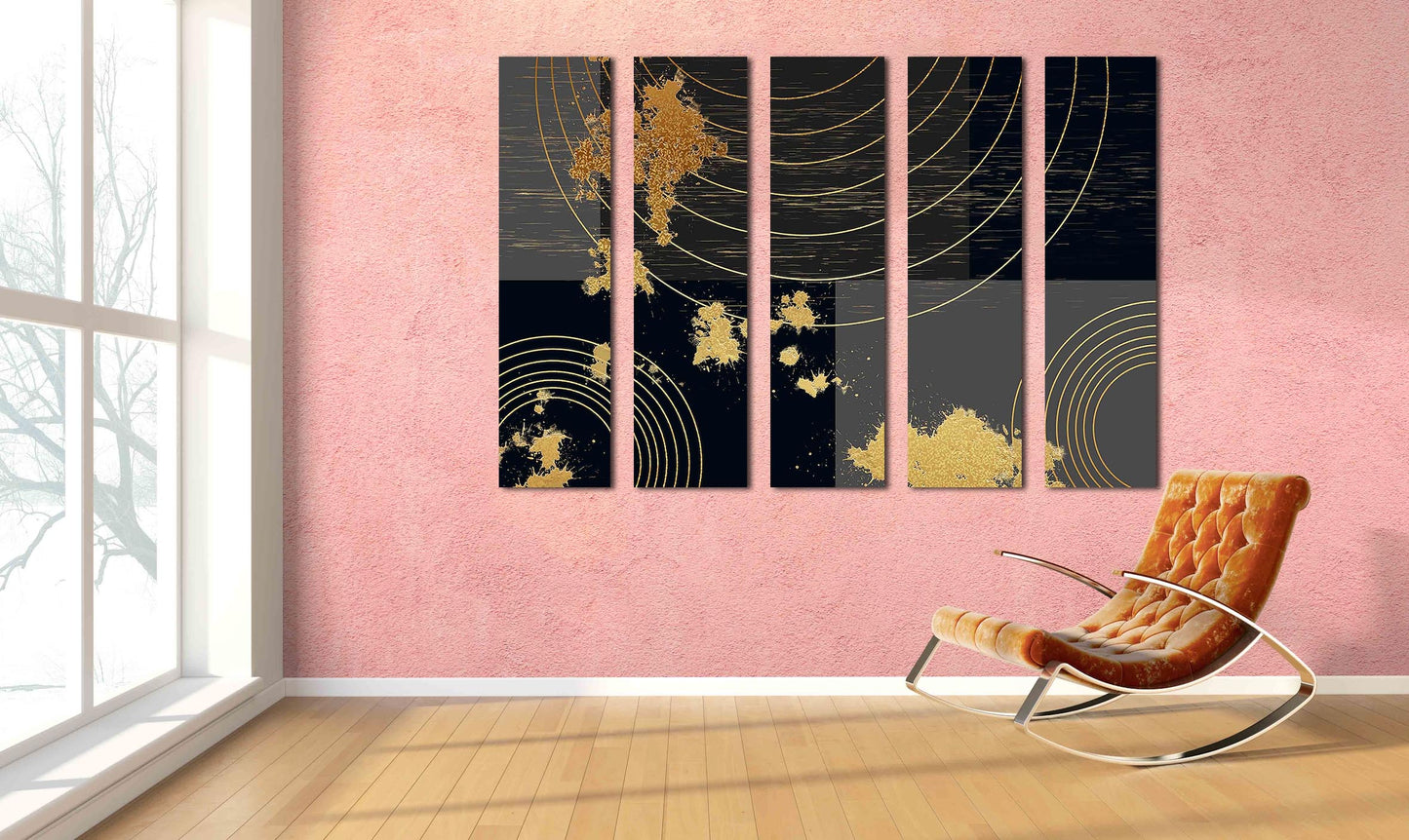 Geometrische Muster Moderne abstrakte Kunst Wandcollage-Set Mehrteilige Leinwand Wandkunst Leinwandgemälde Abstrakte Wandkunst Wohnwanddekor