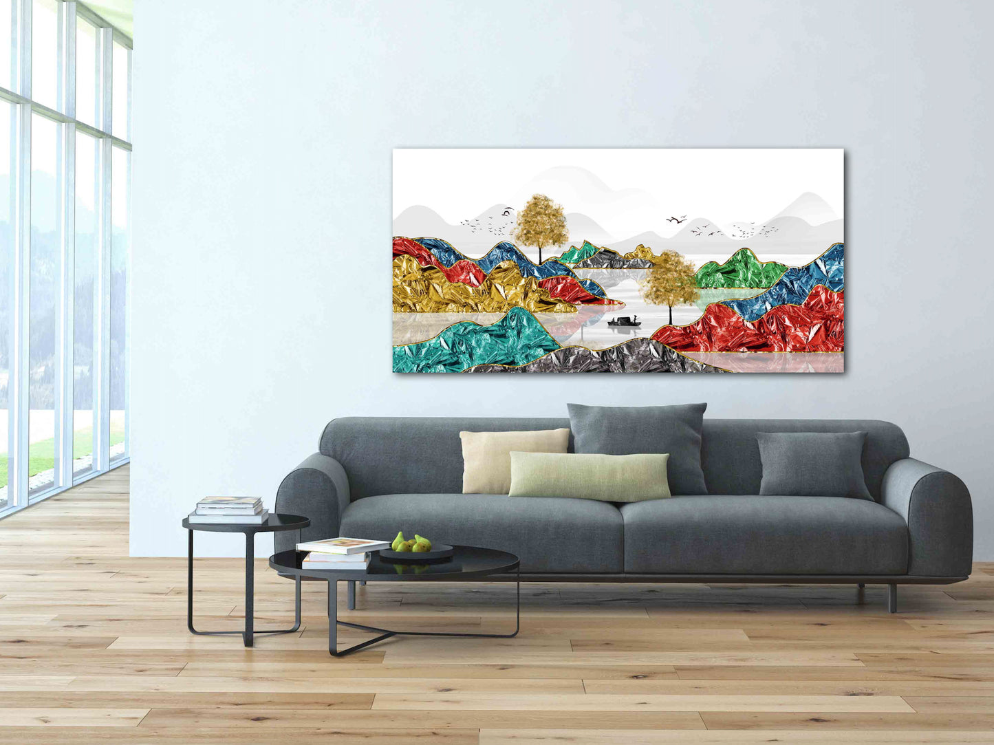 Bergsee Gemälde Original Kunst See Gerahmte Wandkunst Berge Outdoor Berge Leinwand Gemälde Home Wand Dekor Felsen und Berge