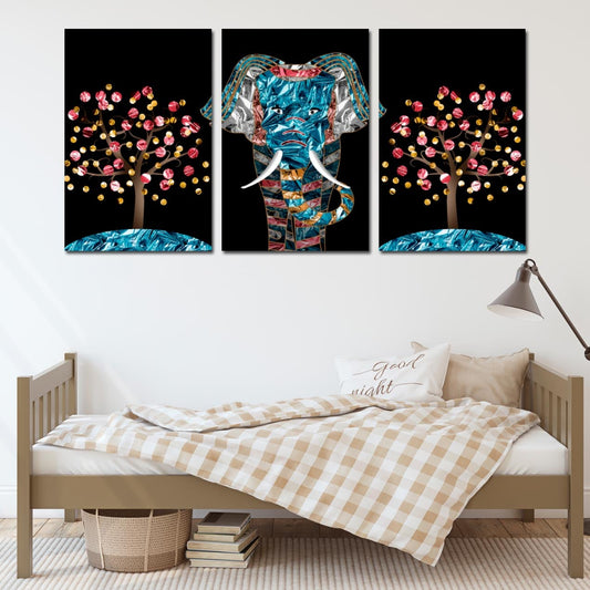 Jade-Elefant, Elefanten-Gemälde, indische Malerei, indische Kunst, Leinwandgemälde, große Wandbilder, Bilderrahmen, Heimwanddekor