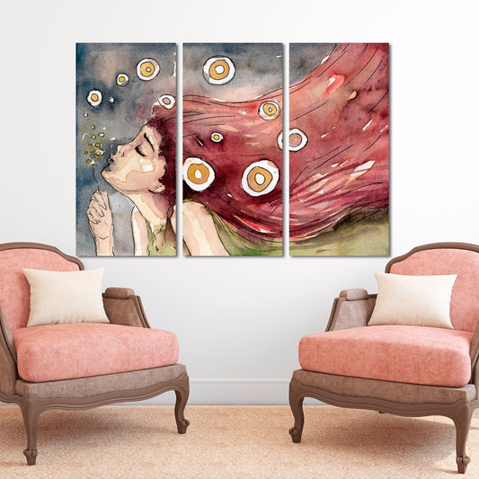 Wanddekoration für Zuhause, mehrere Teile, extragroßes Leinwandbild, Wonder Woman, Pusteblumentanz, kleines Mädchengemälde, Mädchengemälde auf Leinwand