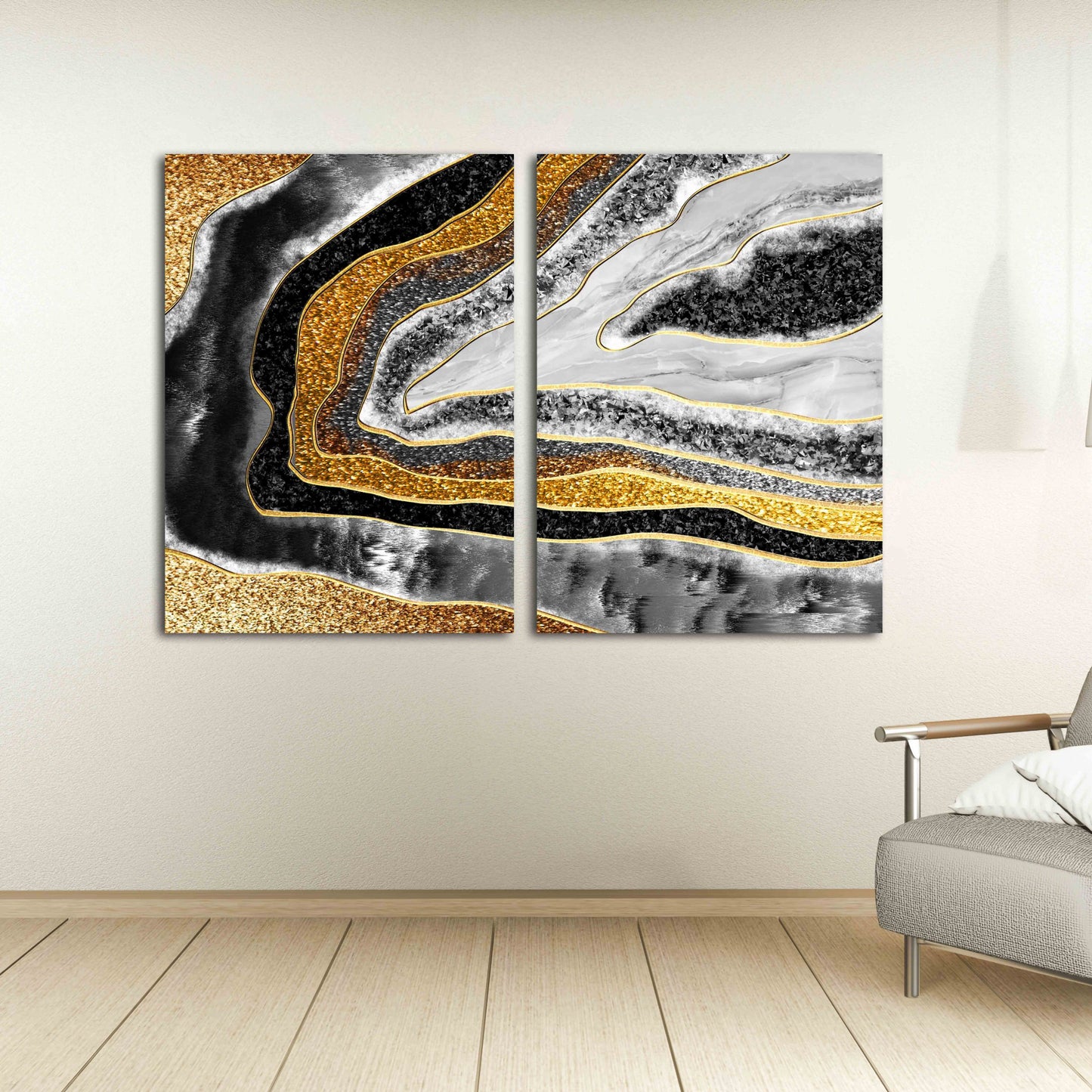 Marmor Dekor Home Wanddekoration 3-teiliges Rahmen Leinwandgemälde groß Moderne abstrakte Kunst Expressionistische Malerei Abstrakte Wandkunst