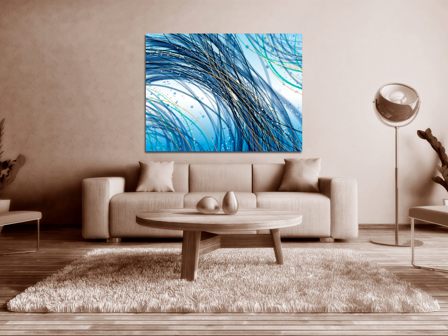 Großes abstraktes Gemälde blau und gold Abstraktes buntes Gemälde großes expressionistisches Gemälde 3-teiliger Rahmen Leinwand Home Wanddekoration