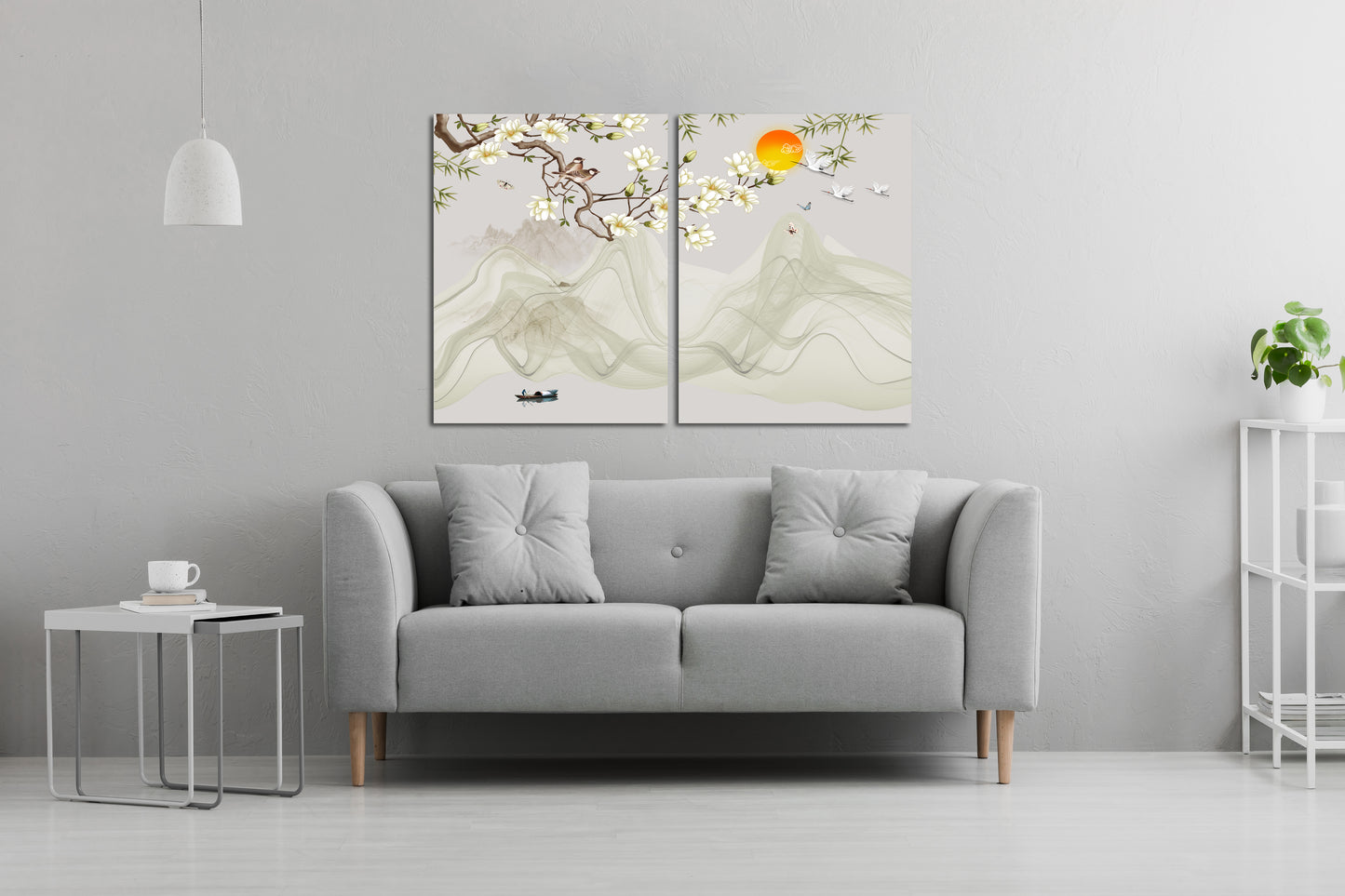 Sakura Wandkunst-Deko, Blumen-Wandkunst, japanische Wandkunst, asiatische Wandkunst, extra große Wandkunst, florales Leinwandgemälde, ruhige horizontale Kunst