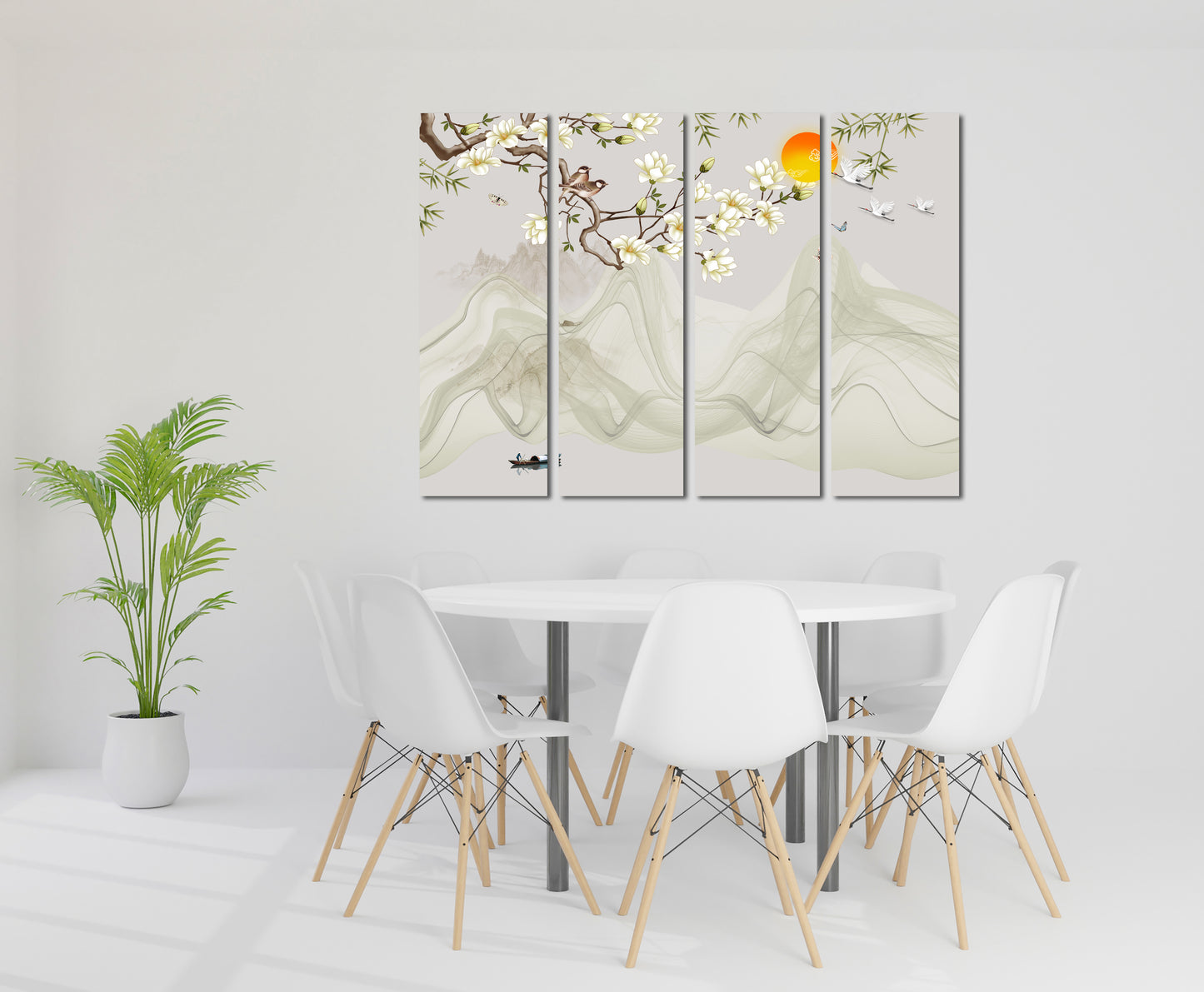 Sakura Wandkunst-Deko, Blumen-Wandkunst, japanische Wandkunst, asiatische Wandkunst, extra große Wandkunst, florales Leinwandgemälde, ruhige horizontale Kunst