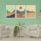 Mid Century Modern Abstrakte Bergwandkunst Leinwand, druckbares Wandkunst 3er Set, minimalistische Wandkunst, geometrisches Leinwandgemälde