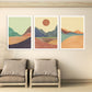 Mid Century Modern Abstrakte Bergwandkunst Leinwand, druckbares Wandkunst 3er Set, minimalistische Wandkunst, geometrisches Leinwandgemälde
