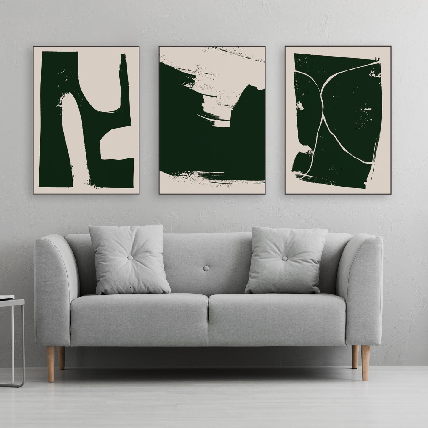 Minimalistische Wandkunst, druckbares Wandkunst-Set von 3, Mid Century Modern abstrakte Wandkunst, geometrisches Leinwandgemälde