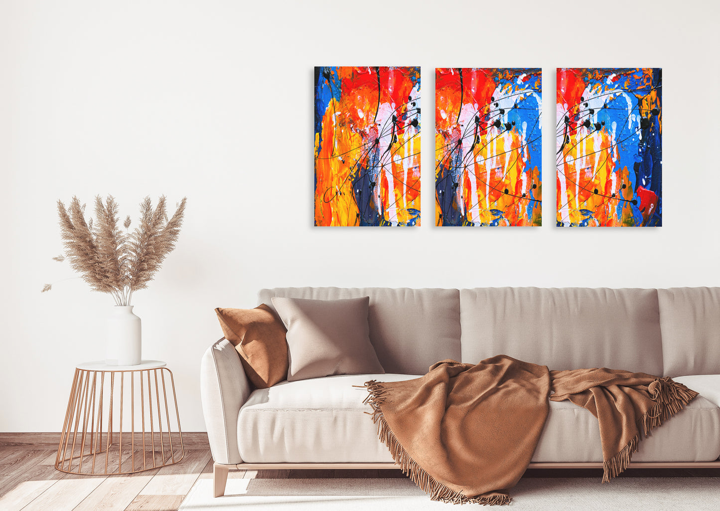 Abstrakte Wandkunst, moderne Wandkunstgemälde auf Leinwand, dekoratives Geschenk, druckbares Wandkunstset von 3, mehrteilige Wandkunst