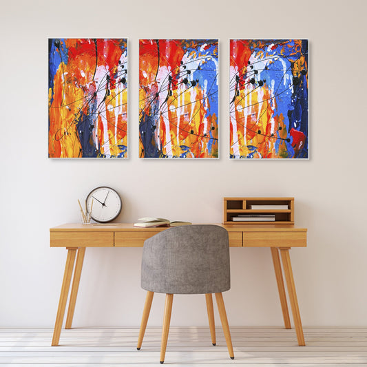 Abstrakte Wandkunst, moderne Wandkunstgemälde auf Leinwand, dekoratives Geschenk, druckbares Wandkunstset von 3, mehrteilige Wandkunst