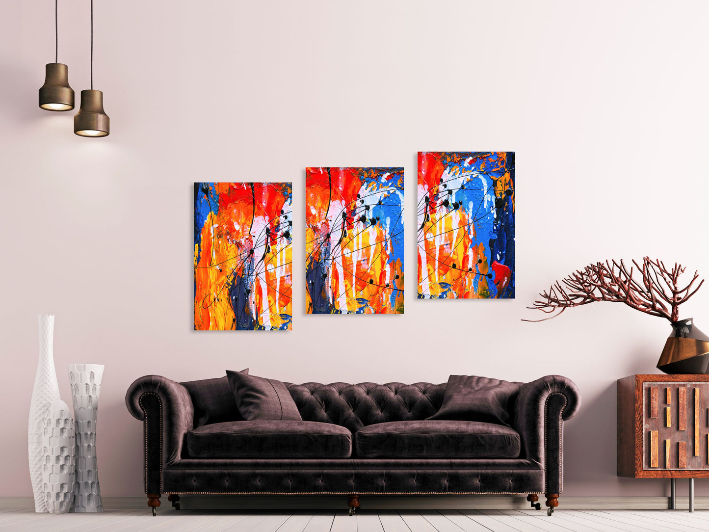 Abstrakte Wandkunst, moderne Wandkunstgemälde auf Leinwand, dekoratives Geschenk, druckbares Wandkunstset von 3, mehrteilige Wandkunst