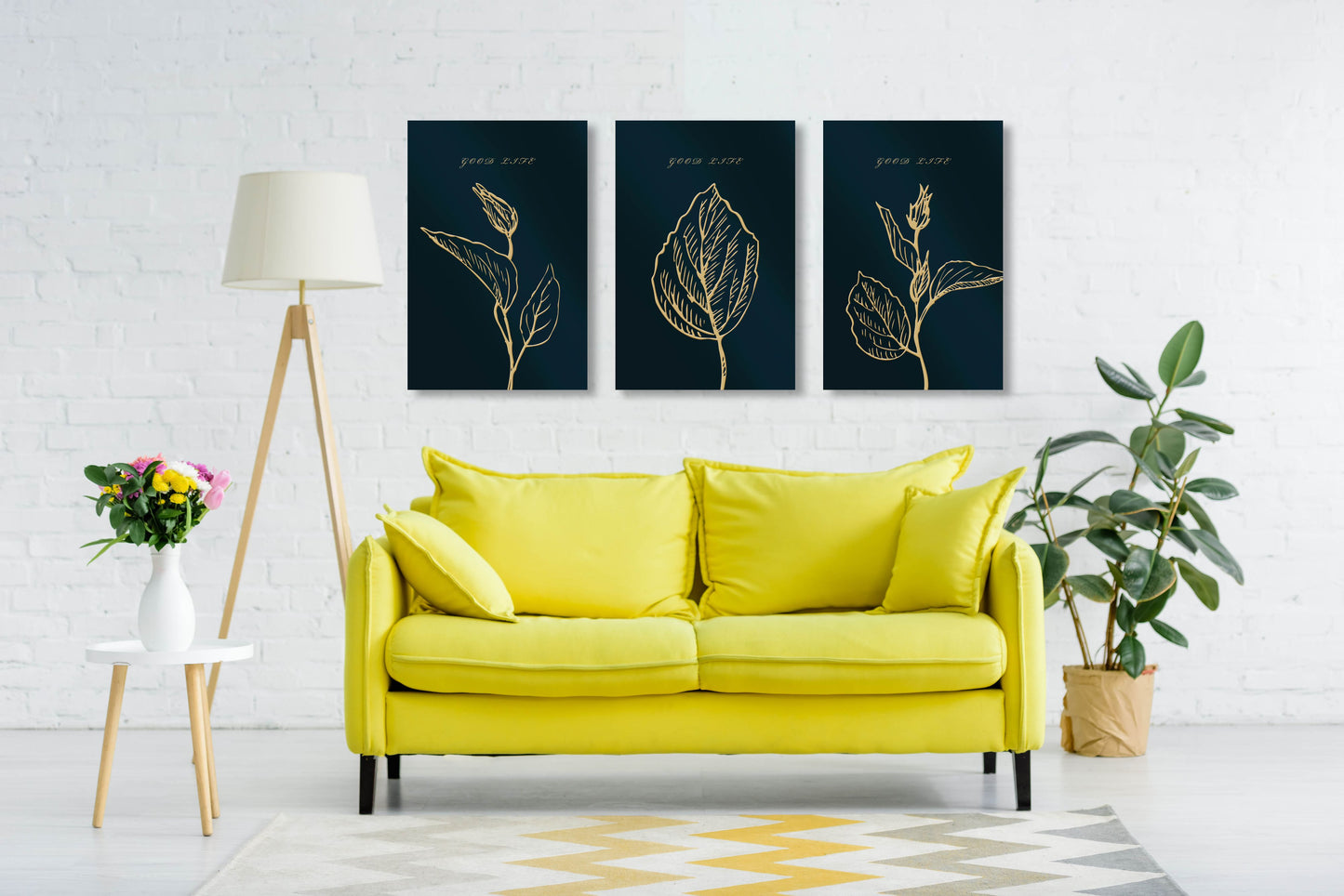 Pflanzenwandkunst, Blumengemälde, dekoratives Geschenk, minimalistische Kunst, druckbare Wandkunst, Blumen, Leinwand, Blätter, Wandkunst, 3er-Set Drucke