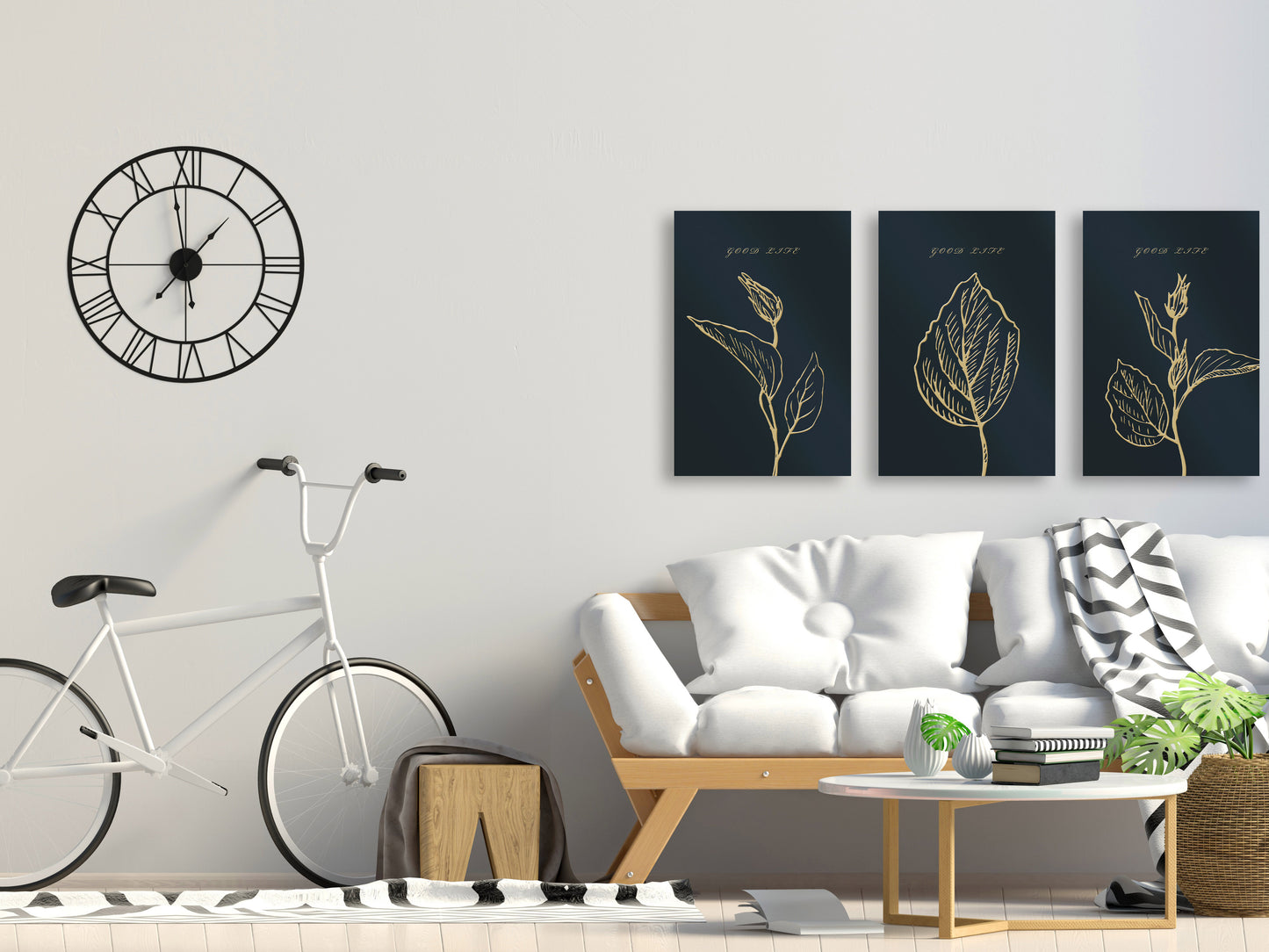 Pflanzenwandkunst, Blumengemälde, dekoratives Geschenk, minimalistische Kunst, druckbare Wandkunst, Blumen, Leinwand, Blätter, Wandkunst, 3er-Set Drucke