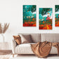 Abstrakte Wandkunst, maritime Wandkunst, moderne Wandkunst Leinwand abstrakt, dekoratives Geschenk, druckbares Wandkunst-Set von 3, abstrakte Malerei