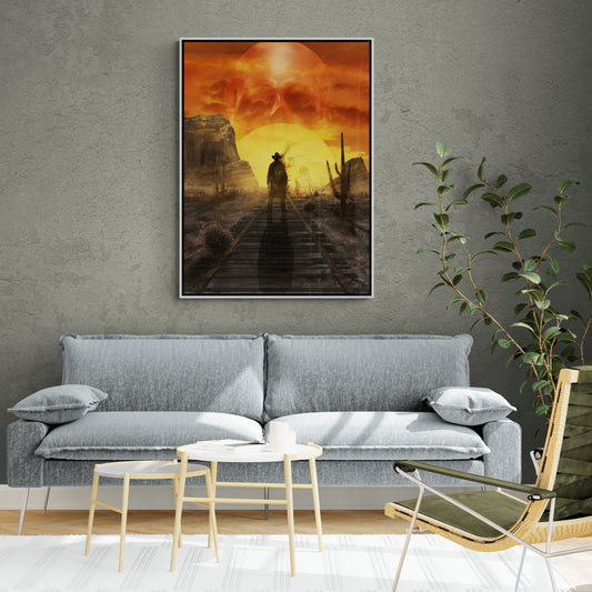 Cowboy-Wandkunst, großes Kunstwerk aus dem Südwesten, gerahmter maskuliner Kunstdruck, Büro-Wandkunst, Geschenk für ihn