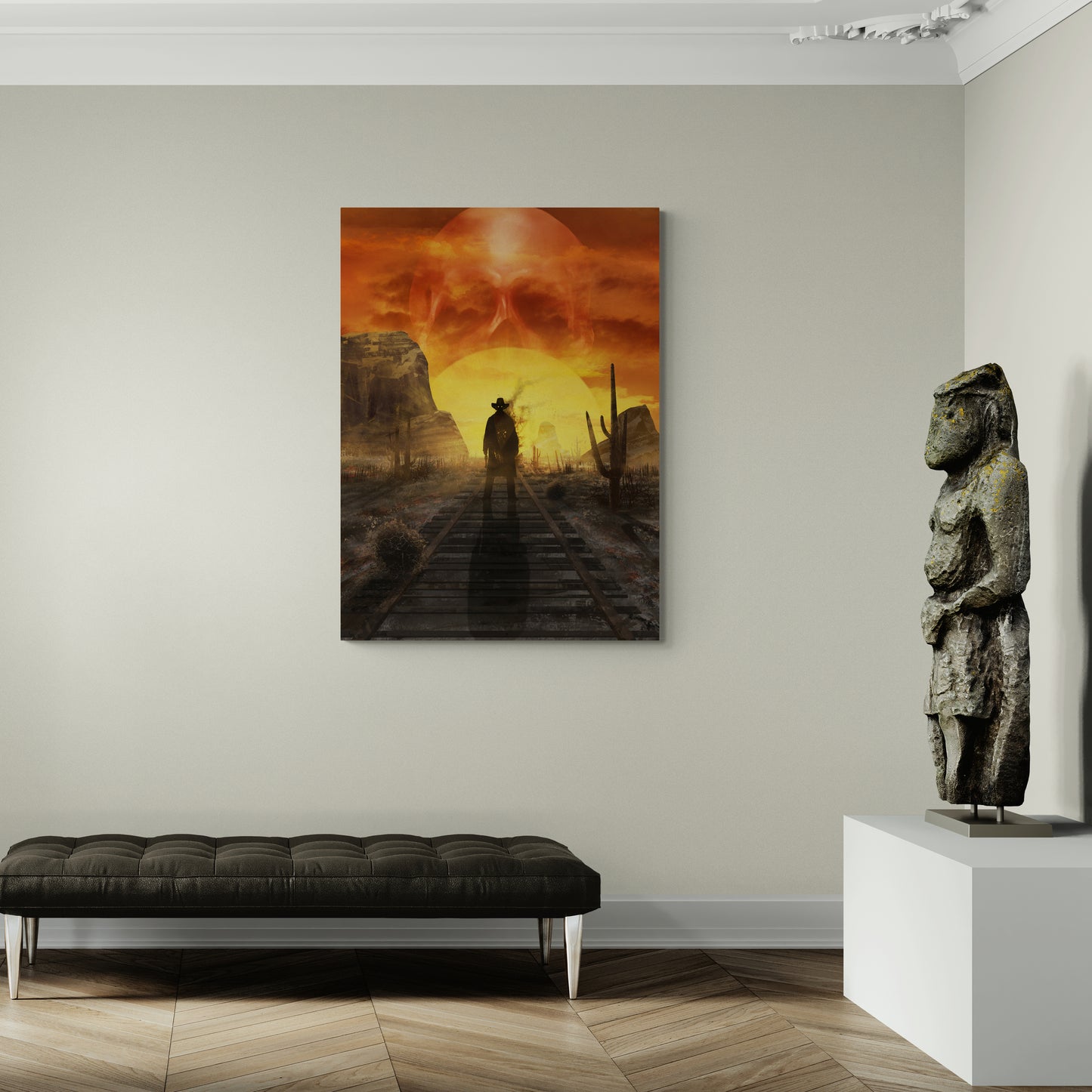 Cowboy-Wandkunst, großes Kunstwerk aus dem Südwesten, gerahmter maskuliner Kunstdruck, Büro-Wandkunst, Geschenk für ihn