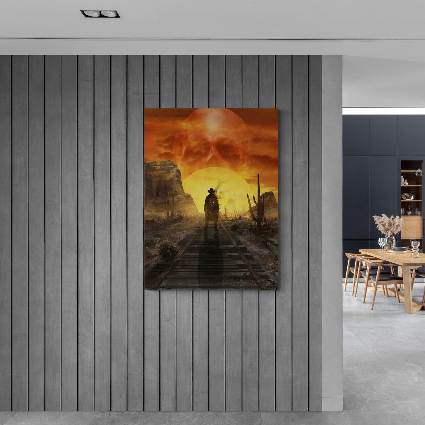 Cowboy-Wandkunst, großes Kunstwerk aus dem Südwesten, gerahmter maskuliner Kunstdruck, Büro-Wandkunst, Geschenk für ihn