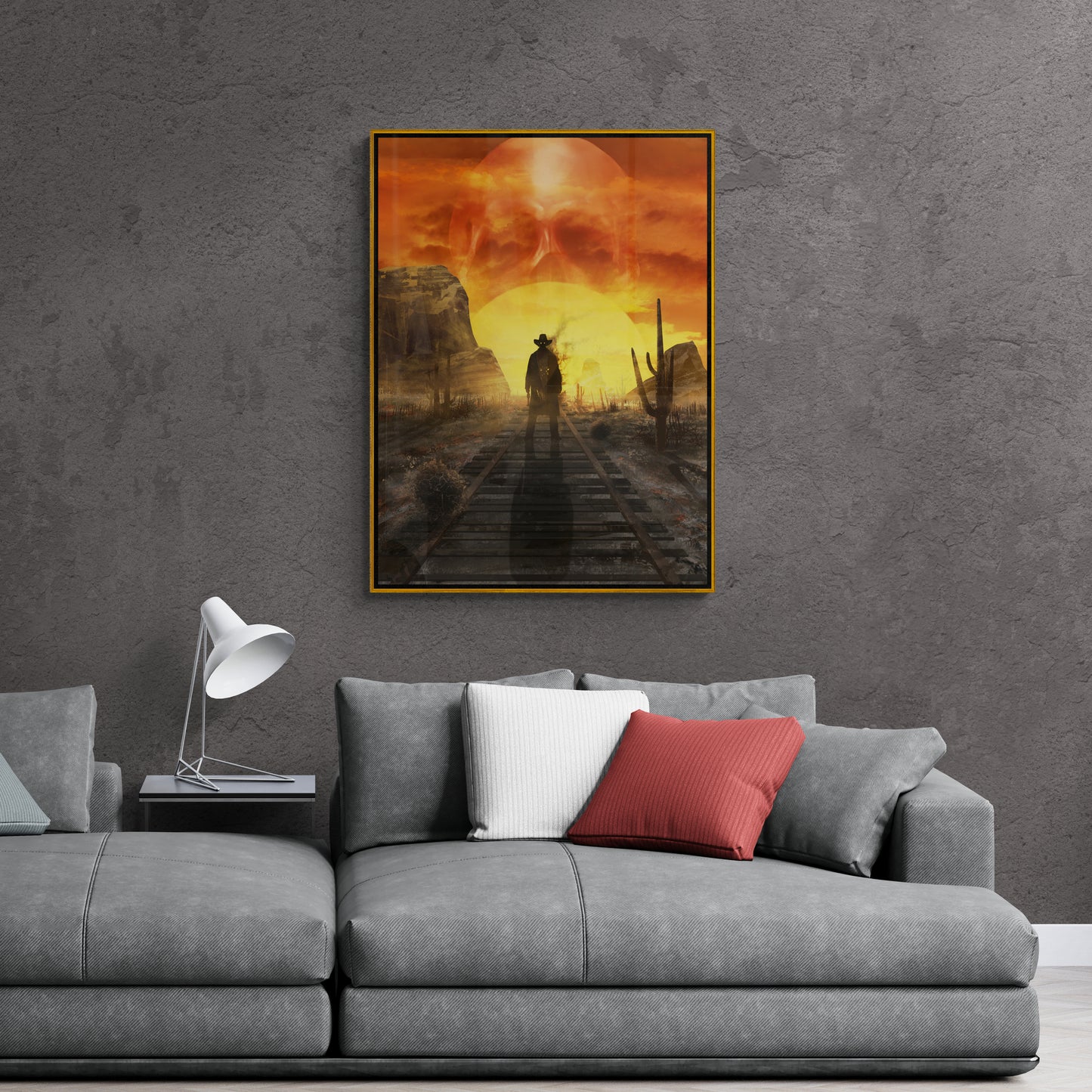 Cowboy-Wandkunst, großes Kunstwerk aus dem Südwesten, gerahmter maskuliner Kunstdruck, Büro-Wandkunst, Geschenk für ihn