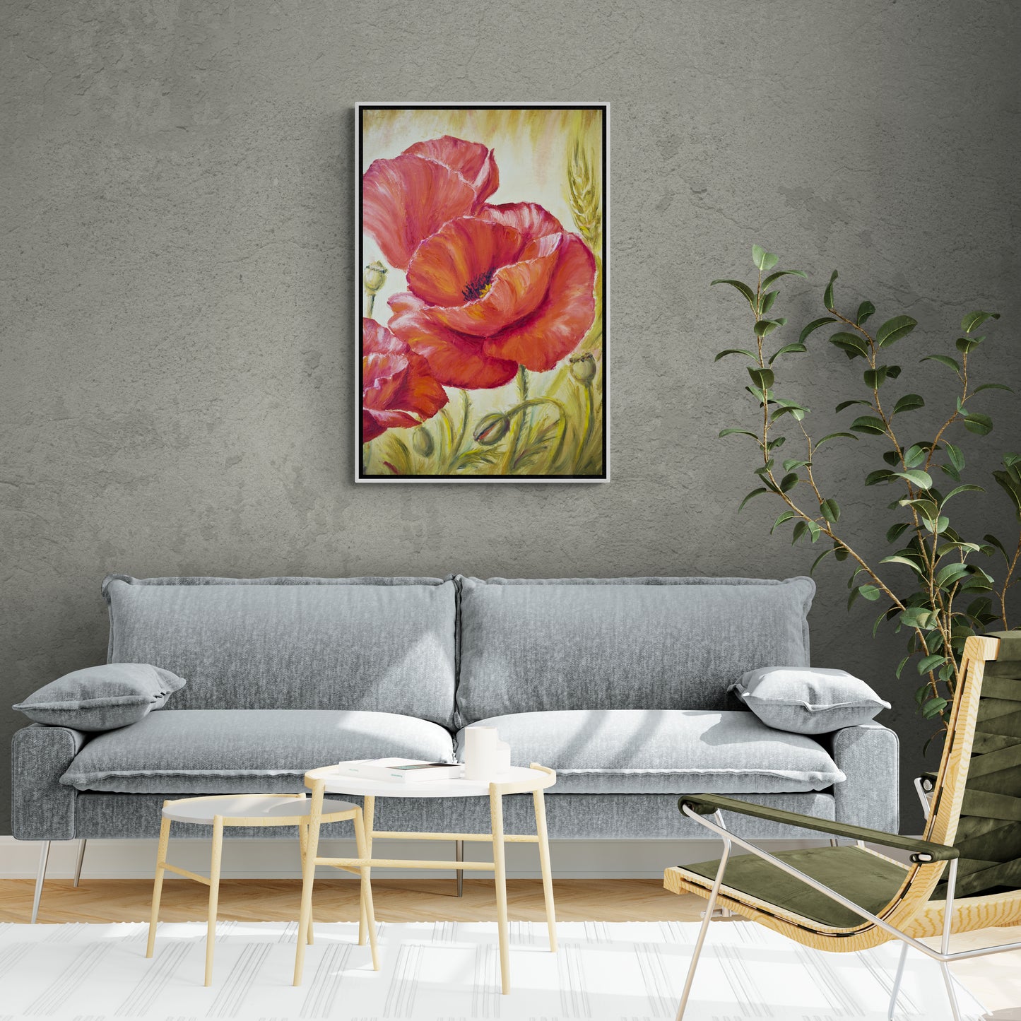 Mohnblumen Leinwanddruck, gerahmte Wandkunst mit roten Mohnblumen, florale Wandkunst, batanische Wandkunst, große Blumen Wandkunst für Schlafzimmer