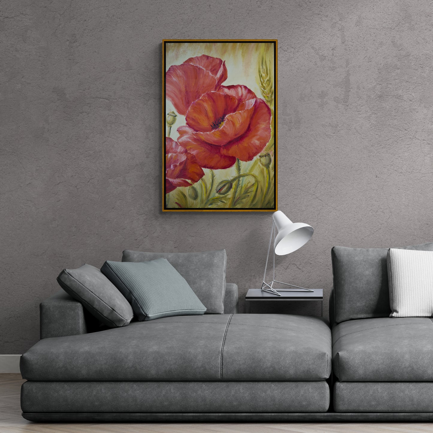 Mohnblumen Leinwanddruck, gerahmte Wandkunst mit roten Mohnblumen, florale Wandkunst, batanische Wandkunst, große Blumen Wandkunst für Schlafzimmer