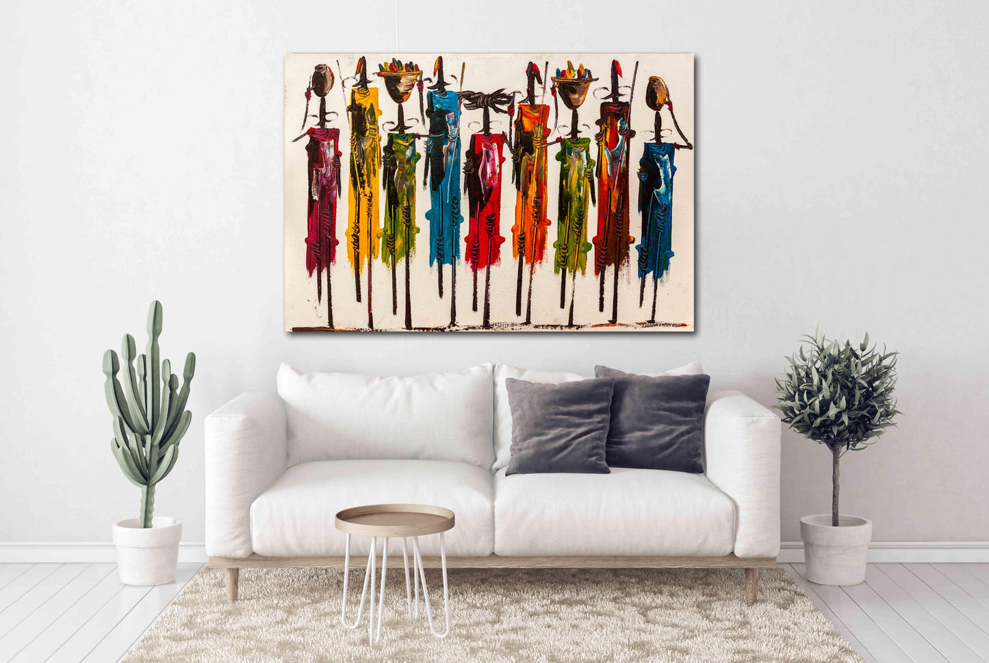 Abstraktes afrikanisches extra großes Wandkunst-Massai-Leinwandbild, Afro-Frau-Wanddekoration