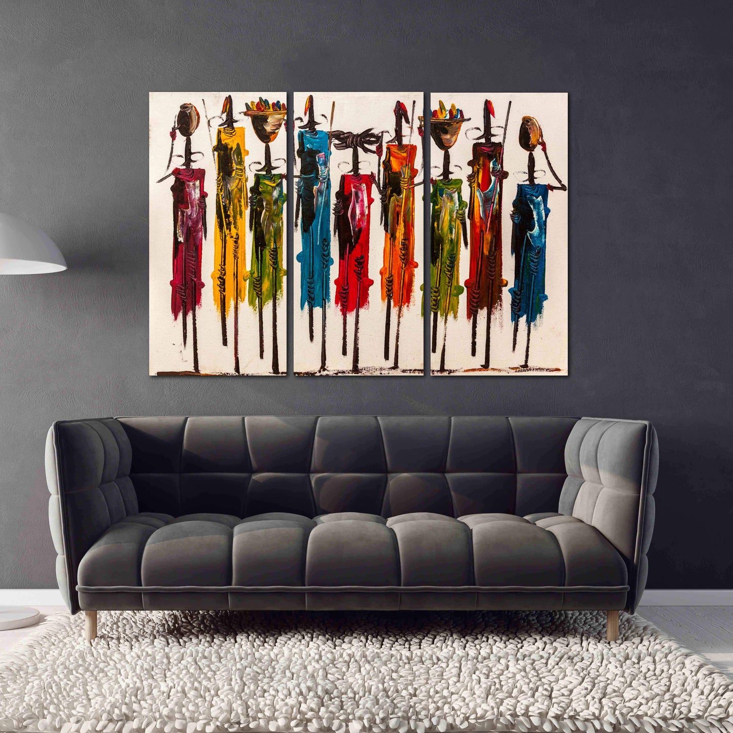 Abstraktes afrikanisches extra großes Wandkunst-Massai-Leinwandbild, Afro-Frau-Wanddekoration