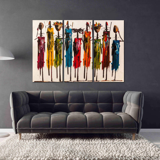 Abstraktes afrikanisches extra großes Wandkunst-Massai-Leinwandbild, Afro-Frau-Wanddekoration