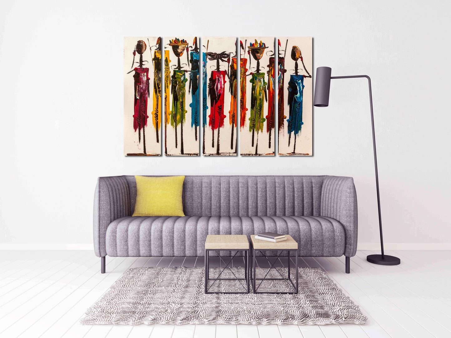 Abstraktes afrikanisches extra großes Wandkunst-Massai-Leinwandbild, Afro-Frau-Wanddekoration