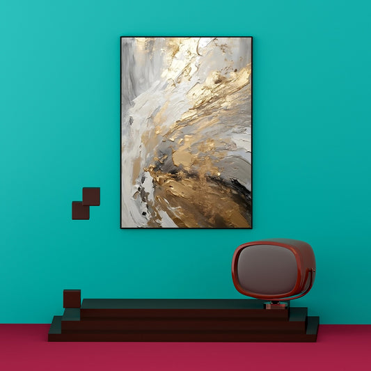 Großes abstraktes Ölgemälde auf Leinwand, Wandkunst im graubraunen Floater-Rahmen, moderne gerahmte Wanddekoration zum Aufhängen, Designer-Wandkunst als Geschenkrahmen, Wandkunst für das Wohnzimmer (Kopie)