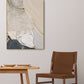 Abstrakte gerahmte Wandkunst, Wanddekoration mit Ölfarbe, beiges Kunstwerk mit schwebendem Rahmen, moderne druckbare Leinwand-Wandkunst, Wohnzimmer-Kunstwerk