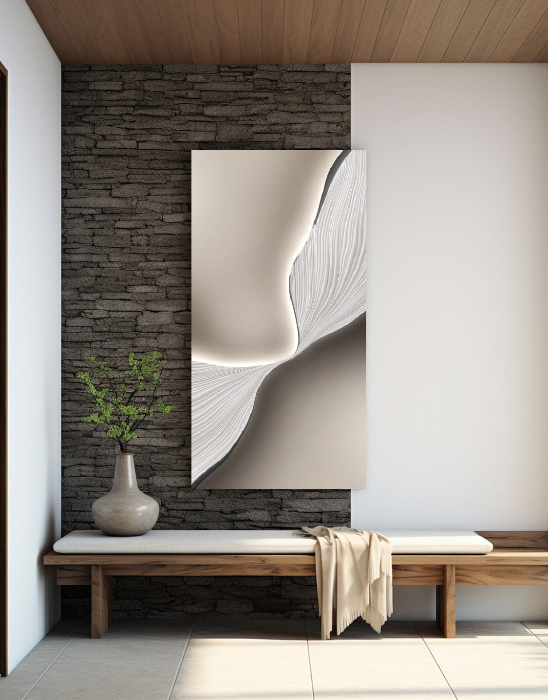 Große abstrakte Wandkunst, grauer Leinwanddruck mit schwebendem Rahmen, zeitgenössisches Kunstwerk, moderne Wandkunst fürs Wohnzimmer, druckbare gerahmte Wandkunst