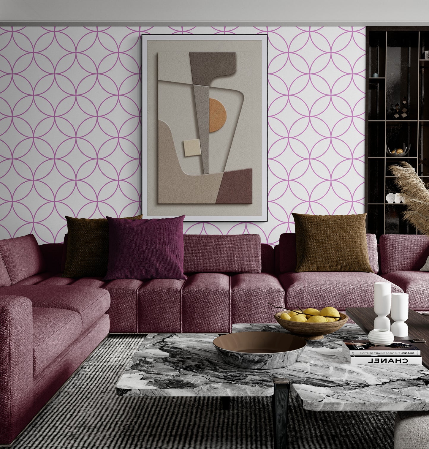 Abstrakte Wandkunst, Leinwanddruck im Floater-Rahmen, geometrisches Kunstwerk, große moderne druckbare Wandkunst, Wandkunst im Aluminiumrahmen fürs Wohnzimmer