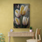 Große Tulpen Wandkunst, floraler Leinwanddruck, druckbares gerahmtes Kunstwerk, weiße Blumen Wandkunst, botanischer Floater-Rahmen Wohnzimmer Wandkunst