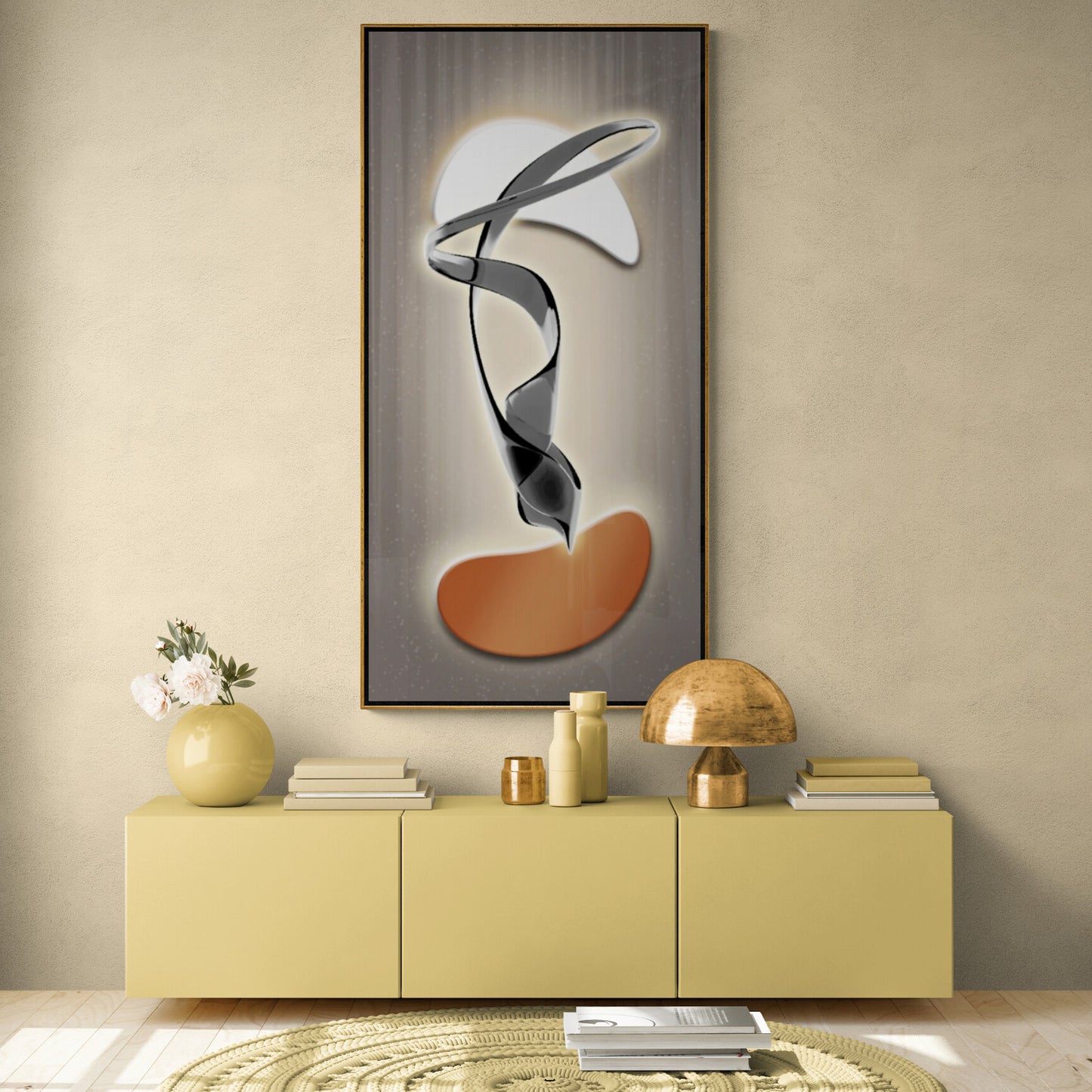 Große abstrakte Wandkunst, vertikal gerahmter Leinwanddruck, druckbares Floater-Rahmen-Kunstwerk, moderner Wandkunstdruck für Wohnzimmer, große Wandkunst