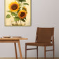 Großes Sonnenblumen-Wandbild, gerahmter floraler Leinwanddruck, druckbares Aquarellblumen-Kunstwerk, Floater-Rahmen-Wandbild, Wohnzimmer-Kunstwerk