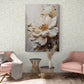 Große florale Wandkunst, gerahmtes 3D-Blumenkunstwerk, druckbare botanische Wandkunst, weißer Blumenölfarben-Leinwanddruck, sanfte Schlafzimmer-Wandkunst