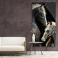 Pferde Leinwanddruck, großes gerahmtes Tier-Wandbild, druckbares Pferdepaar-Kunstwerk, schwarz-weißes Wohnzimmer-Wandbild, stilvolles Geschenk-Wandbild