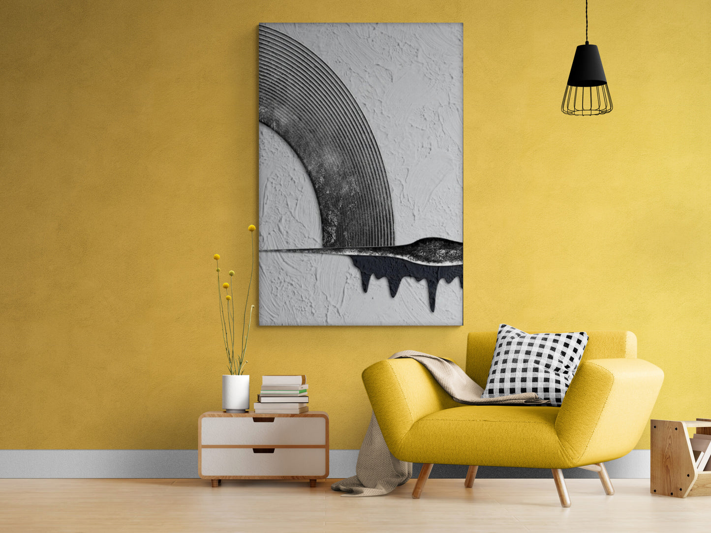 Große schwarz-weiße Wandkunst, gerahmter Loft-Kunst-Leinwanddruck, druckbares abstraktes Kunstwerk, Wandkunst im Floater-Rahmen, moderne Wandkunst fürs Wohnzimmer