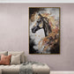 Schwarzes Pferd Wandkunst, großer Tier-Leinwanddruck, modernes gerahmtes Kunstwerk, stilvolle Wandkunst im Floater-Rahmen, Geschenk-Wandkunst, druckbares Kunstwerk