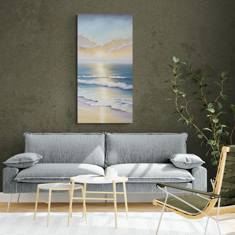 Gerahmter maritimer Kunstdruck, große vertikale Meereslandschaft Wandkunst, Meer Sonnenuntergang Leinwanddruck, Wohnzimmer Wandkunst, Situationship Geschenk