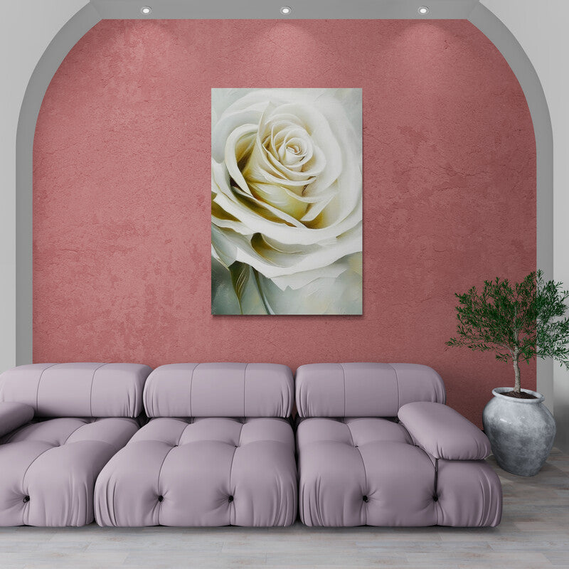 Rosenblumen Wandkunst, großer weißer Rosen Leinwanddruck, gerahmter floraler Kunstdruck, sanfte Wandkunst über dem Bett fürs Schlafzimmer, Geschenk für Sie