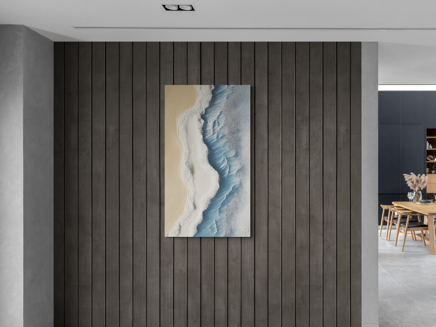 Wandkunst mit Meer und Wasser, gerahmter maritimer Leinwanddruck, abstraktes Wellenkunstwerk, großer Kunstdruck fürs Wohnzimmer, Geschenk für Männer