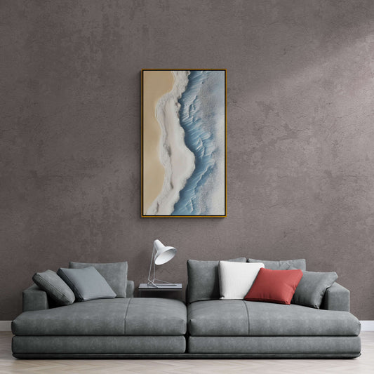 Wandkunst mit Meer und Wasser, gerahmter maritimer Leinwanddruck, abstraktes Wellenkunstwerk, großer Kunstdruck fürs Wohnzimmer, Geschenk für Männer