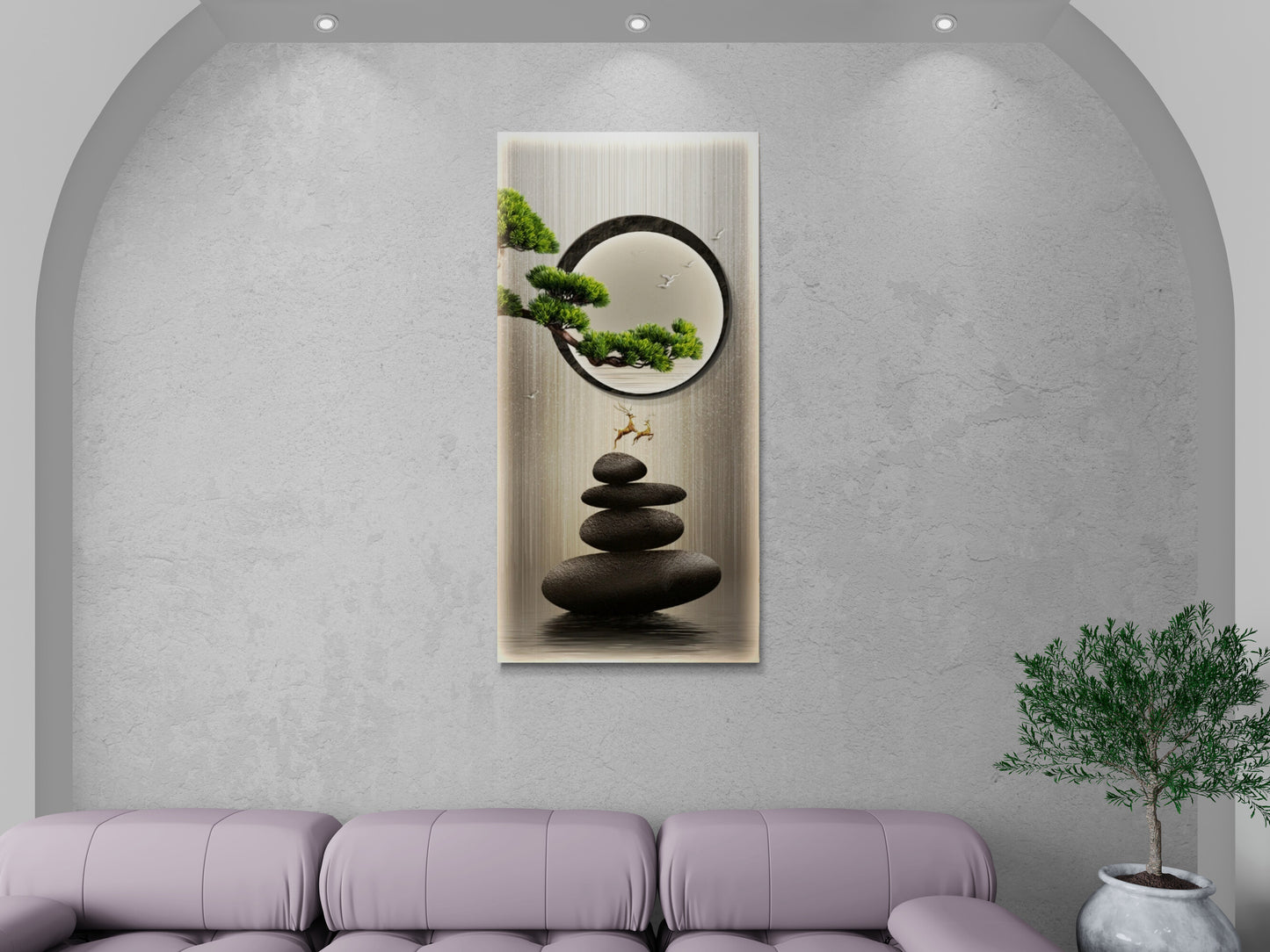 Chinoiserie Kunstdruck, große gerahmte Japandi Wandkunst, asiatisches Motiv Leinwanddruck, vertikale Wandkunst für Wohnzimmer, orientalische Wandkunst, Geschenk für die Patentante