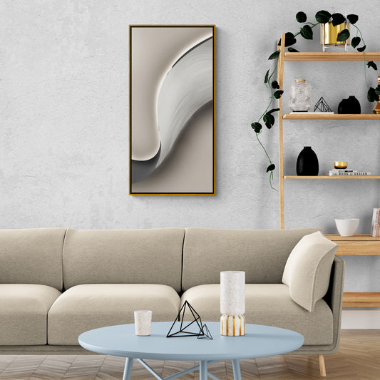 Neutrale abstrakte Wandkunst, gerahmter grauer Leinwanddruck, ruhiger Wohnzimmer-Kunstdruck, zeitgenössische Wandkunst, Geschenk für den Chef